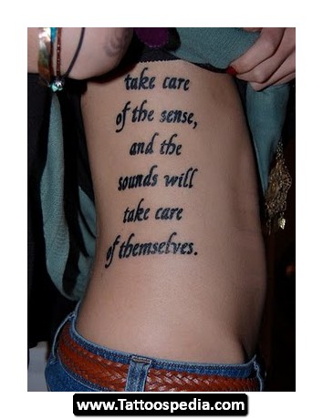 Military Quotes Tattoo On Girl Side Rib