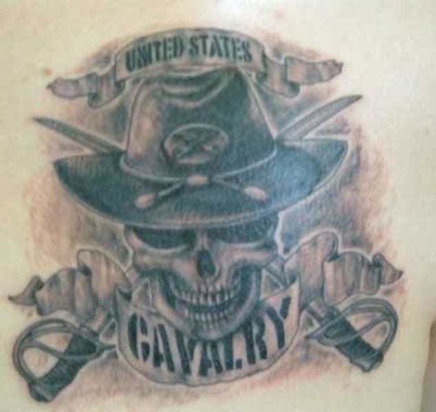 Military Skull With Banner Tattoo Design