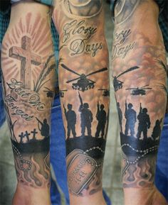 Military Soldiers Tattoo On Sleeve