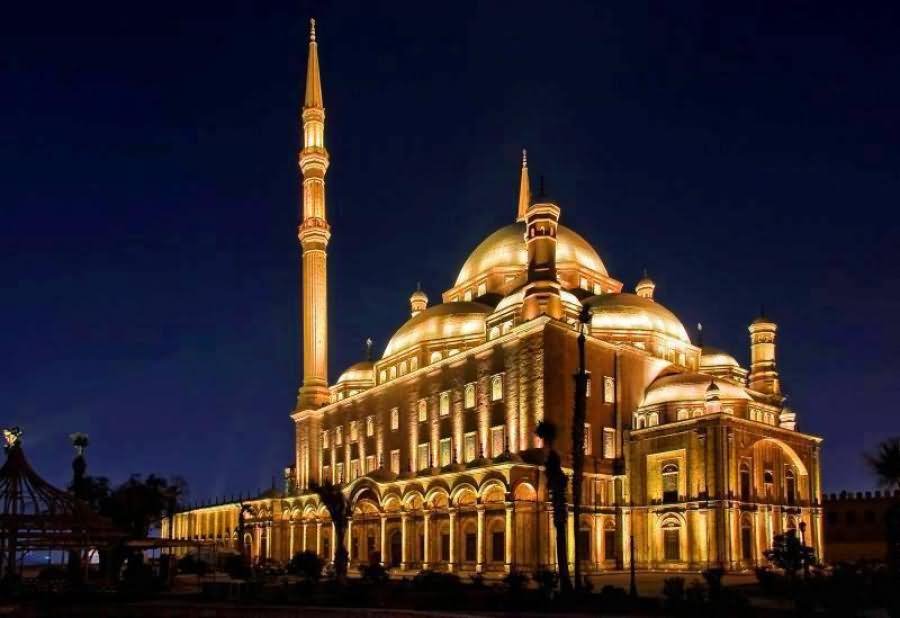 Muhammad Ali Mosque, Egypt Illuminated At Night