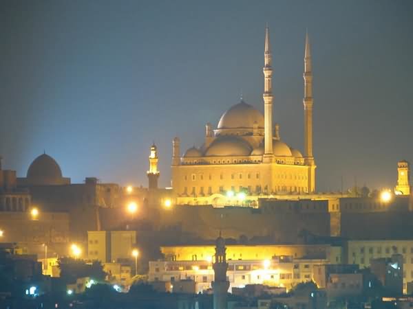 Muhammad Ali Mosque Illuminated At Night