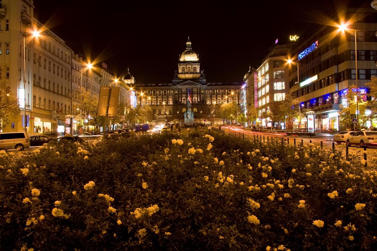 National Museum At Wenceslas Square During Night