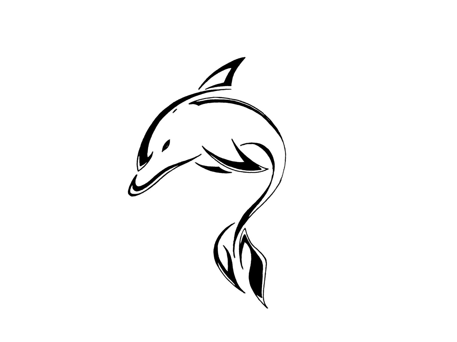Nice Outline Dolphin Tattoo Design