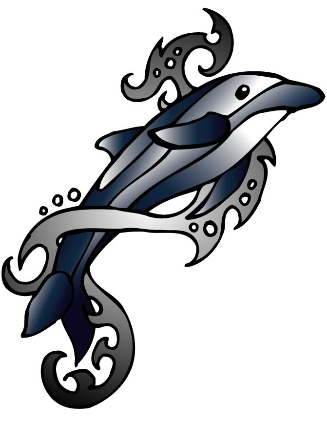 Nice Tribal Dolphin Tattoo Design