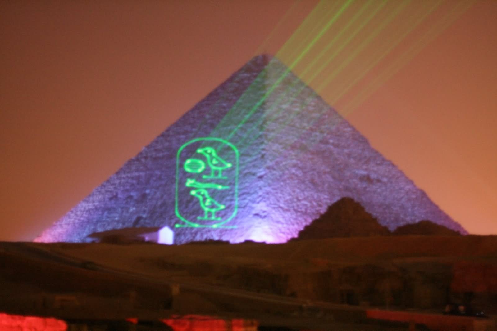 Night Light Show At Egyptian Pyramid