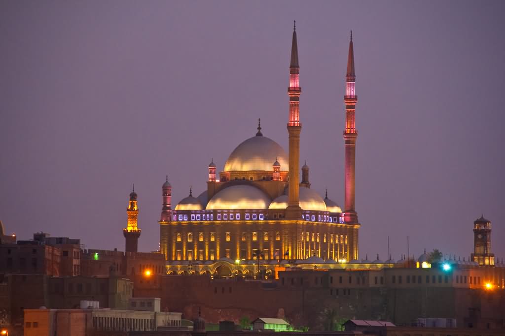 Night Picture Of The Muhammad Ali Mosque, Egypt