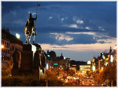 Night Picture Of Wenceslas Square