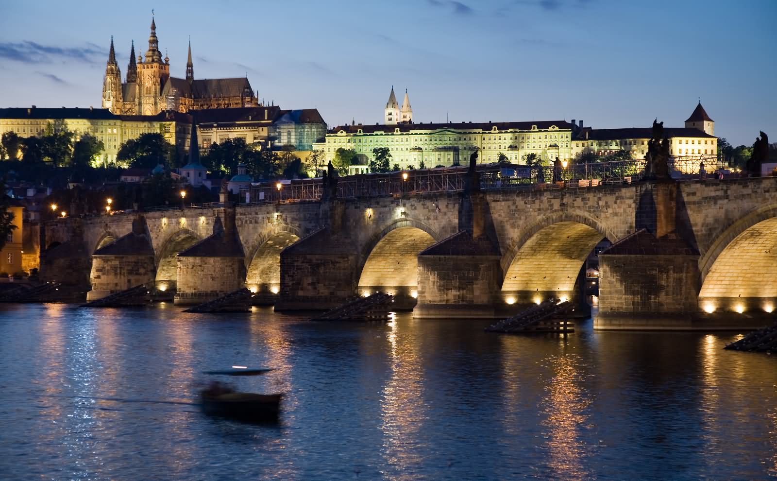 Night View Of The Charles Bridge, Prague