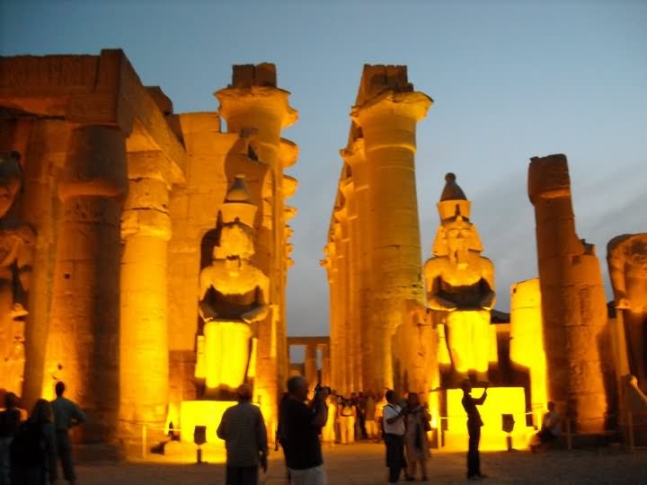 Night View Of The Entrance Of Luxor Temple