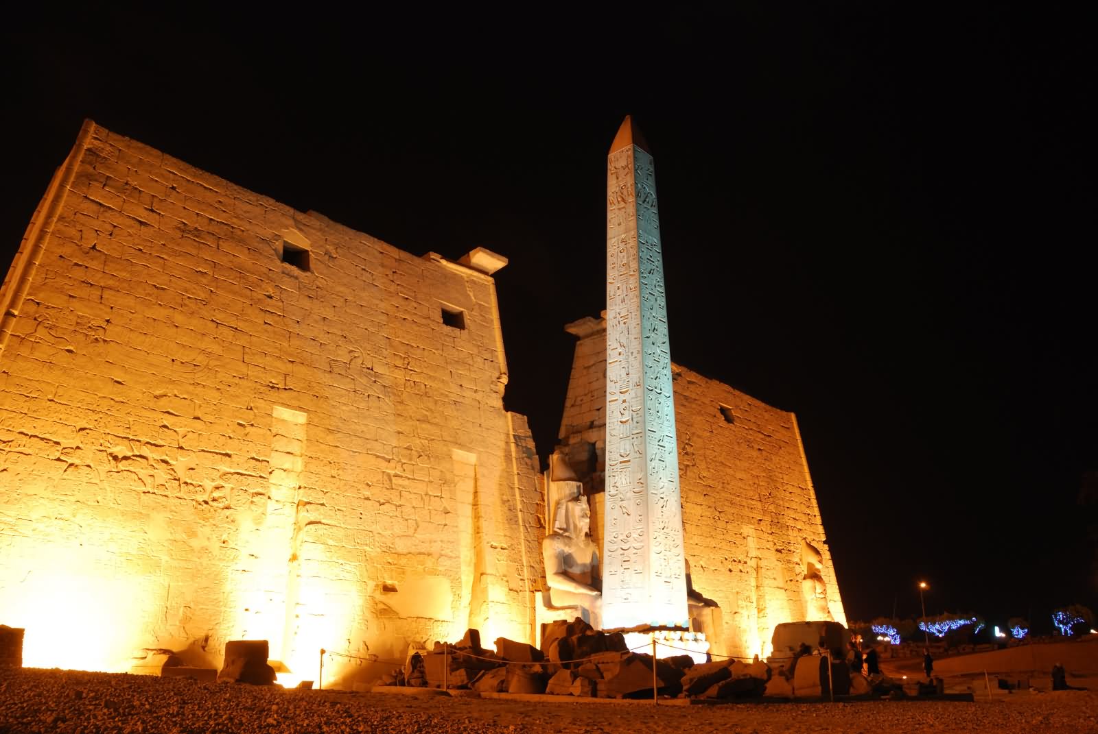 Obelisk In Front Of Luxor Temple Night Picture