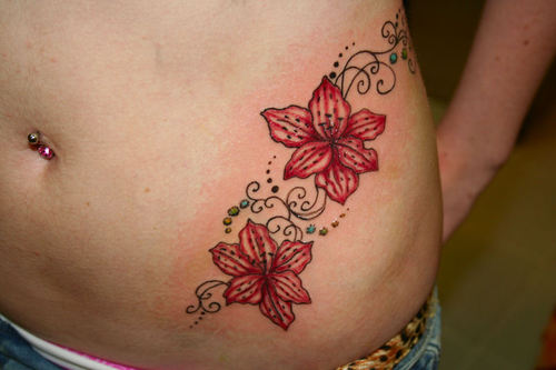 Orchid Flowers Tattoos On Left Hip