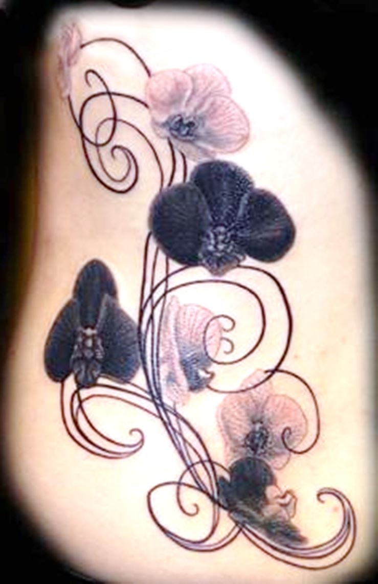 Orchid Tattoo Design Idea For Side Rib