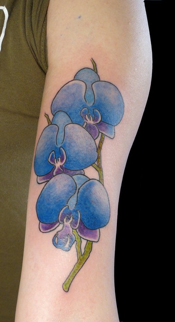 Orchid Tattoo On Bicep