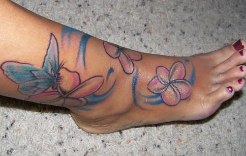 Orchid Tattoo On Leg And Foot