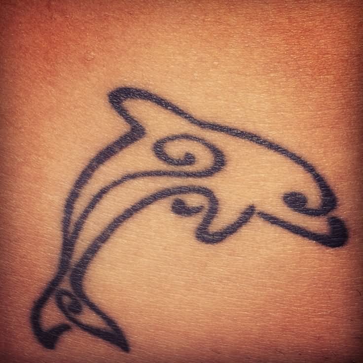 Outline Nice Dolphin Tattoos