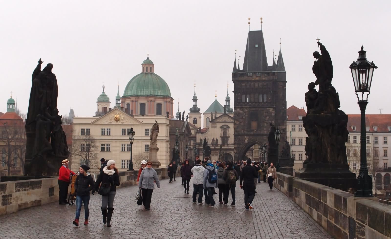 Pedestrians On The Charles Bridge, Prague