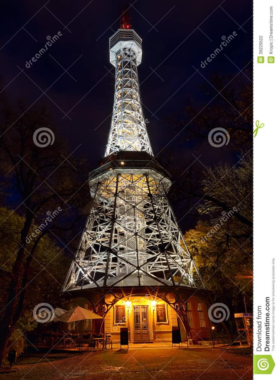 Petrin Tower Illuminated At Night