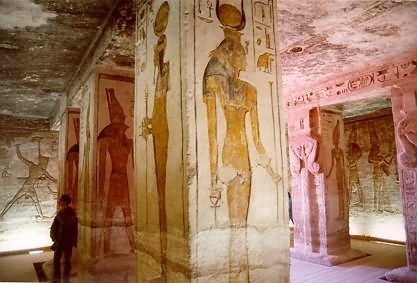 Pillars With Art Work Inside The Abu Simbel Temple