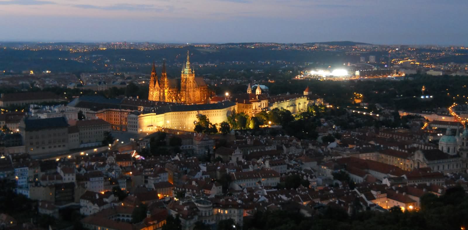 Prague Castle Night View From Petrin Tower