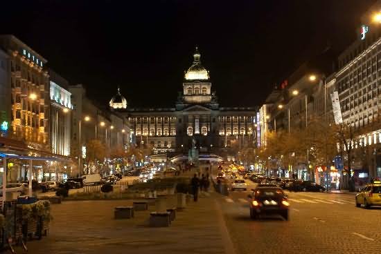 Pretty Amazing View At Night In Wenceslas Square