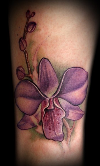 Purple Orchid Tattoo Design by Kelly Doty