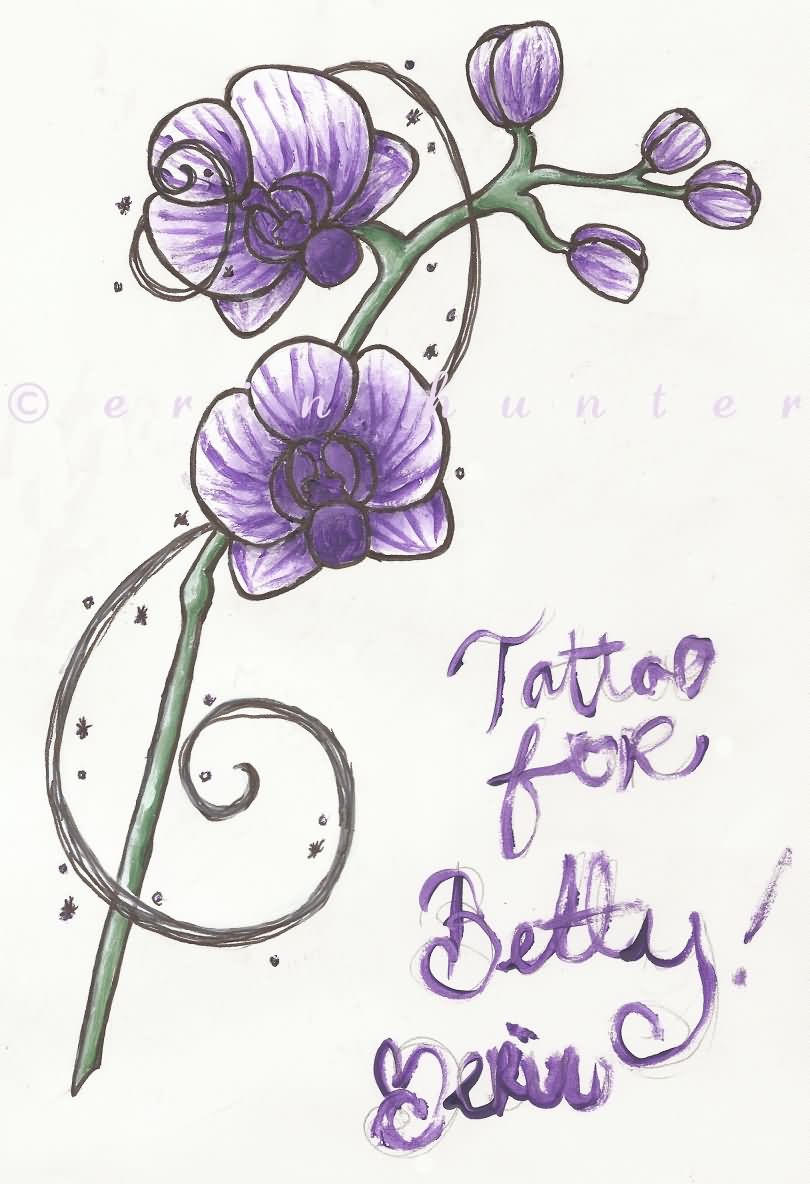 Purple Orchid Tattoo Design