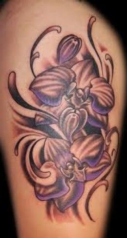 Purple Orchid Tattoo For Men