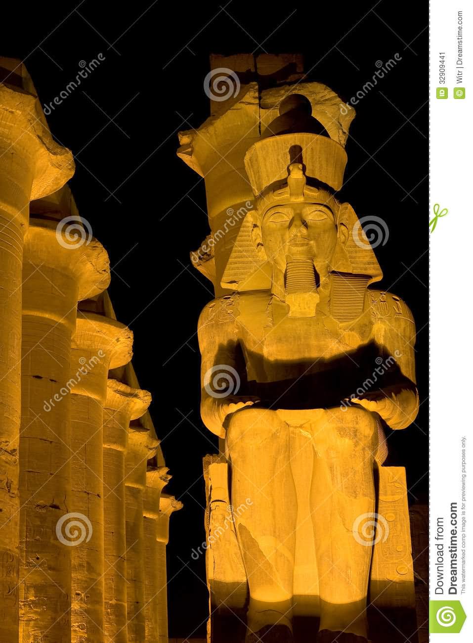 Ramses Statue At Luxor Temple At Night