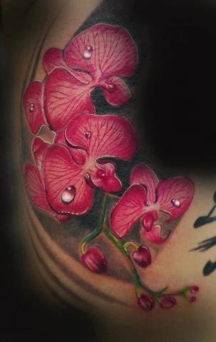 Realistic Orchid Flower Tattoo