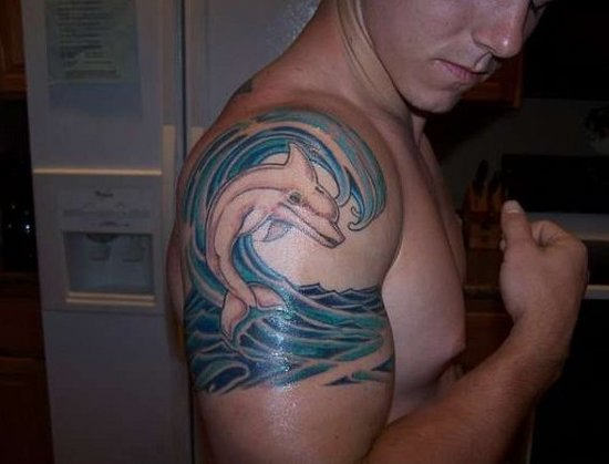 Right Shoulder Dolphin Tattoo For Men