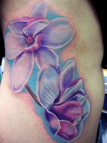 Side Rib Blue Orchid Tattoo