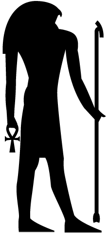 Silhouette Anubis With Ankh In Hand Tattoo Design
