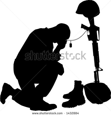 Silhouette Memorial Military Boots Rifle Helmet With Soldier Tattoo Stencil