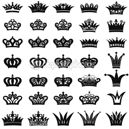 Simple Black King Crown Tattoo Flash