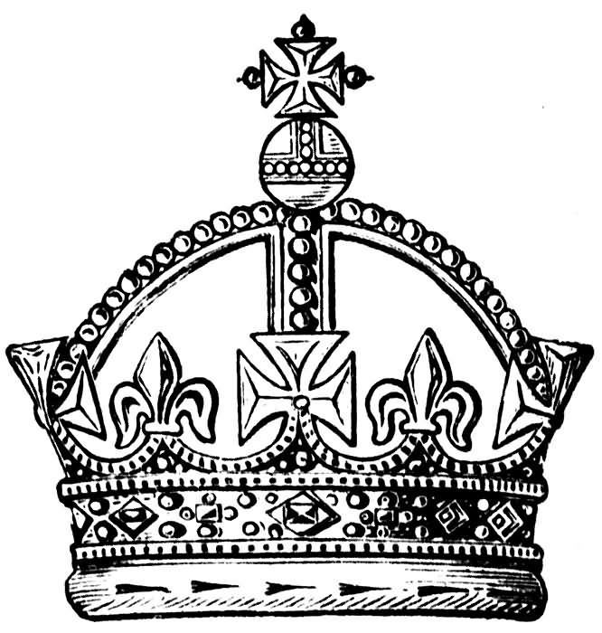 Simple Black Outline King Crown Tattoo Stencil
