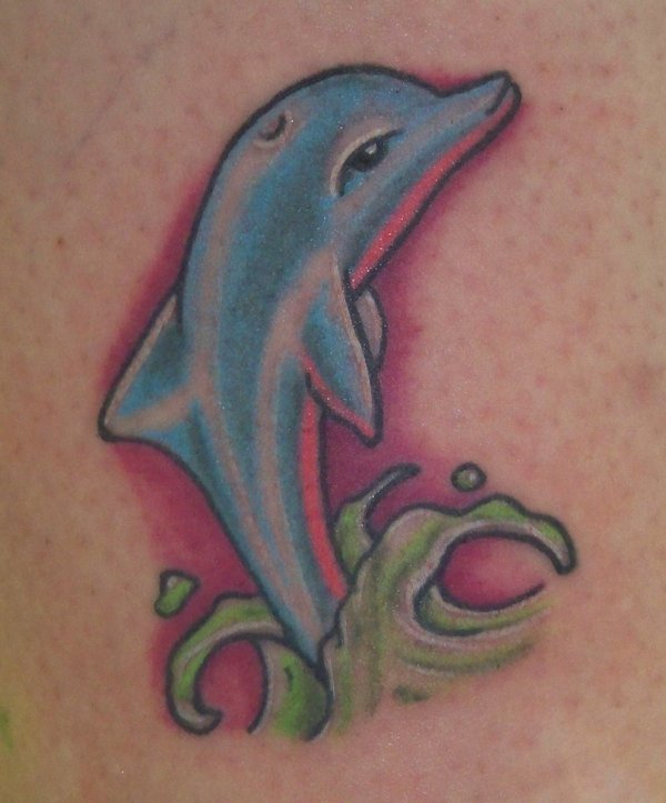 Simple Blue Dolphin Tattoo Idea