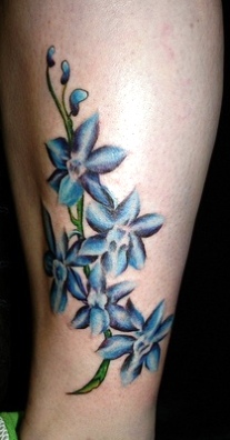 Simple Blue Orchid Tattoos