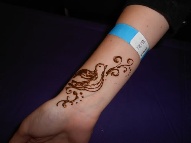 Simple Henna Bird Tattoo On Wrist By Sevdha