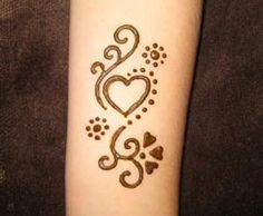 Simple Henna Heart Tattoo Design For Forearm