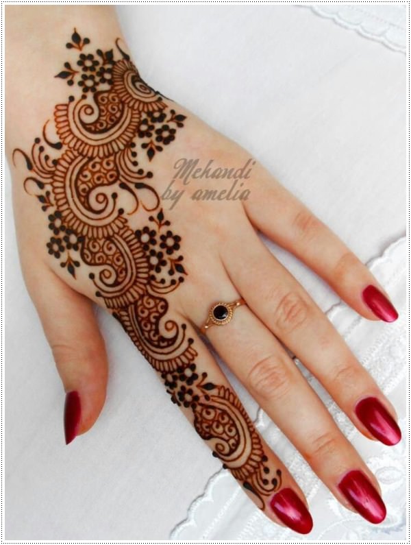Simple Henna Tattoo On Girl Left Hand