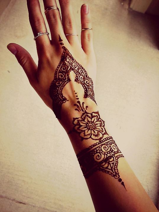 Simple Henna Tattoo On Girl Right Hand