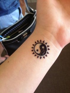 Simple Henna Yin Yang Tattoo Design For Wrist