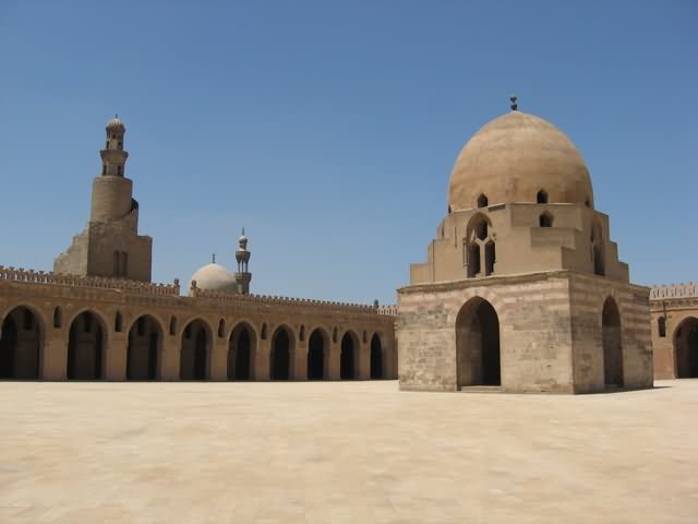Spiral Minaret And Ablution Fountain At The Ibn Tulun, Mosque