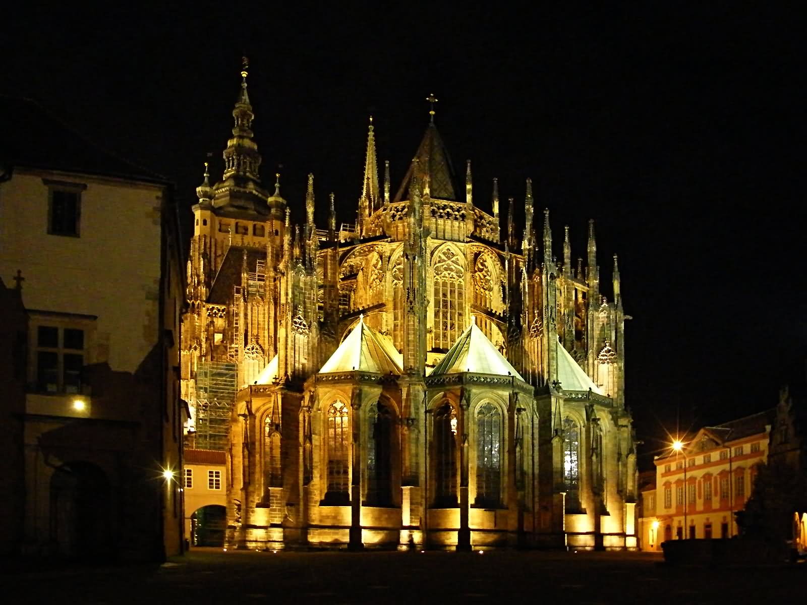 St Vitus Cathedral In Prague At Night