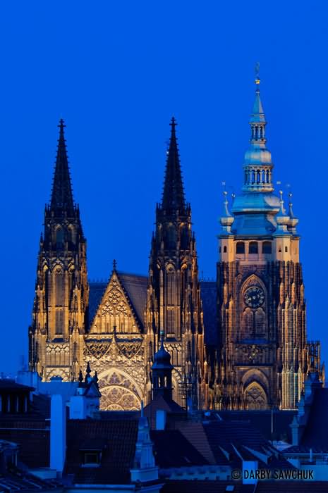 St Vitus Cathedral Towers At Night