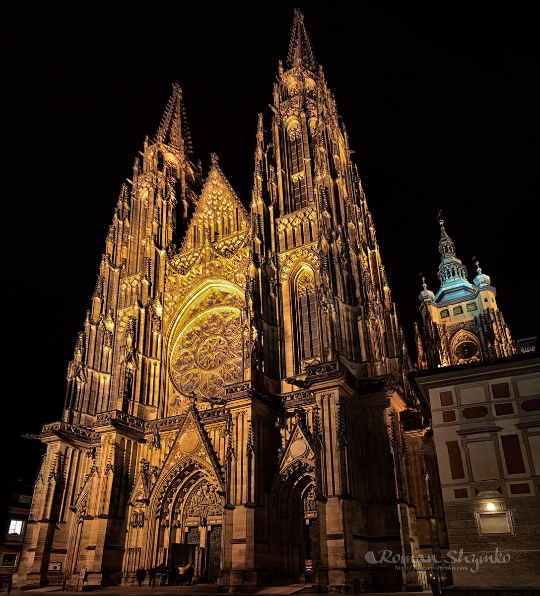 St Vitus Cathedral With Main Tower At Night