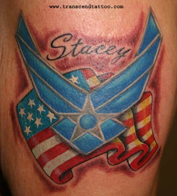 Staeey - USA Flag With Air Force Military Logo Tattoo Design