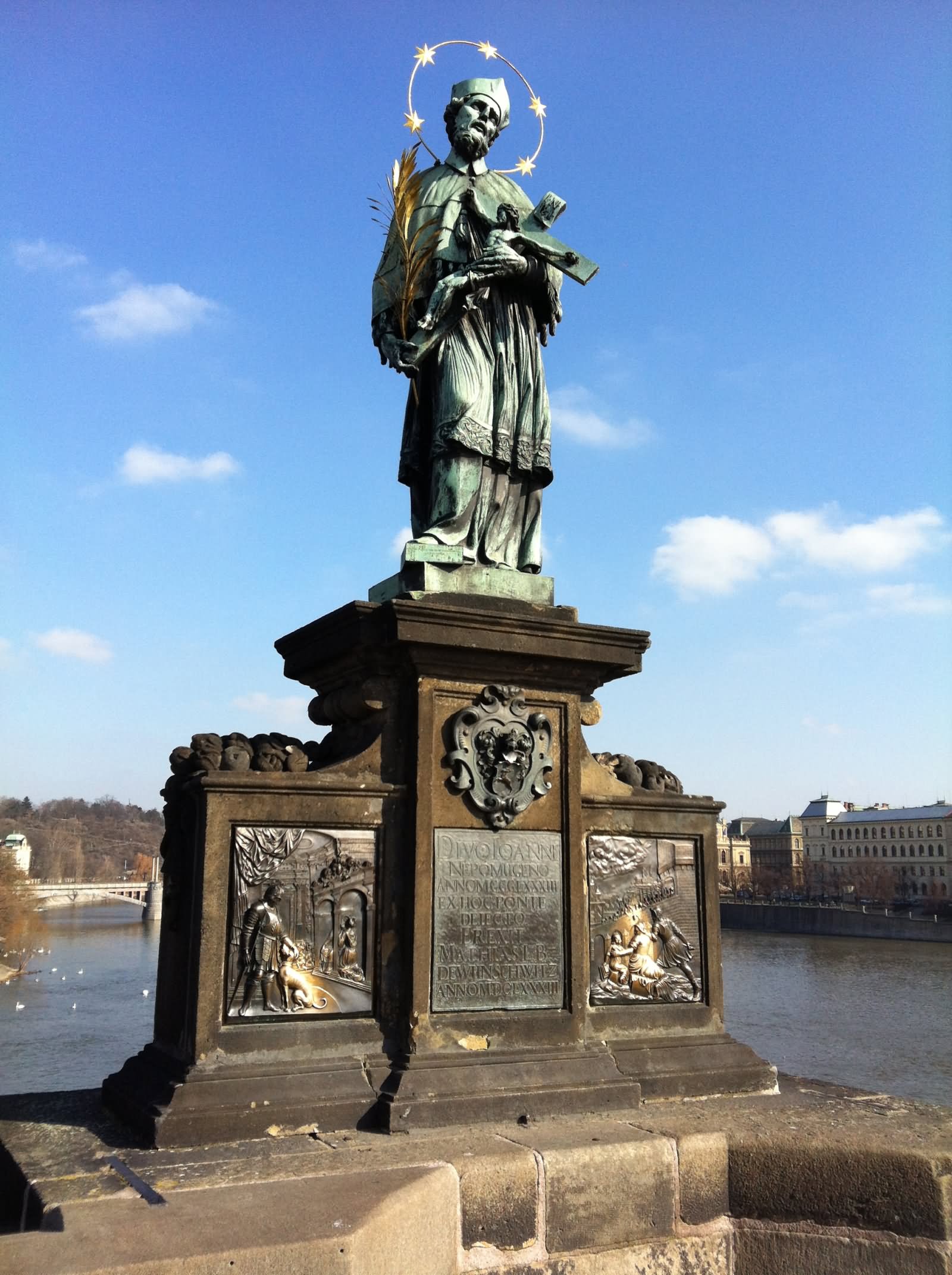 Statue Of Saint John Of Nepomuk On Charles Bridge, Prague