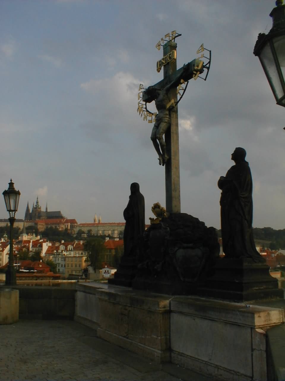 Statue Of The Crucifix And Calvary On Charles Bridge