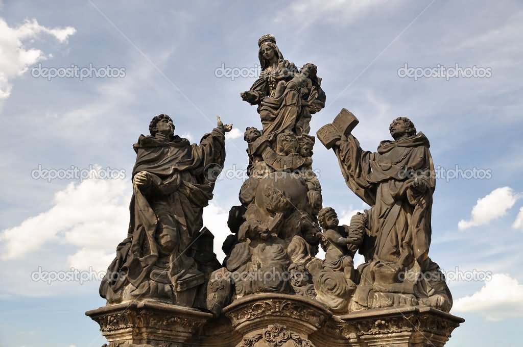 Statue Of The Madonna St. Dominic And Thomas Aquinas On The Charles Bridge